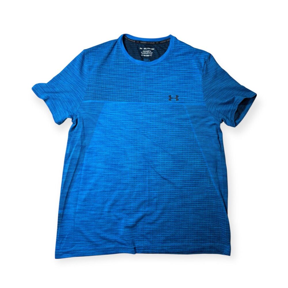 Under Armour Men Vanish Tee Stretch Active Shirt Short Sleeve Argyle Blue Sz XXL
